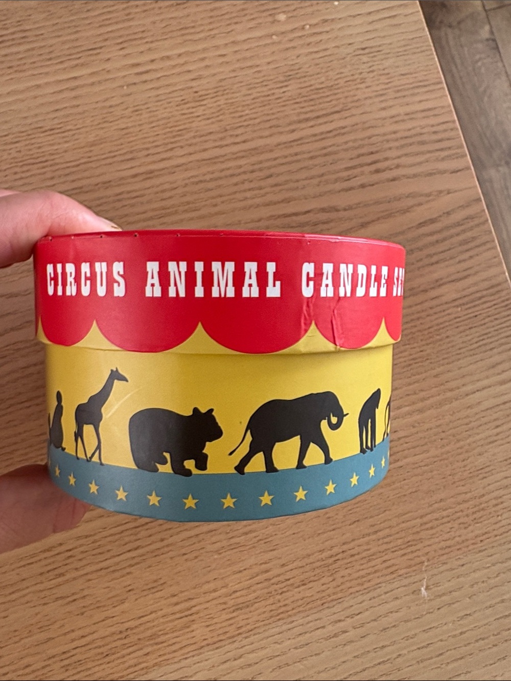 Circus Animal Candle Set - Yellow & Red Decorative Tin